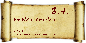 Bogdán Avenár névjegykártya